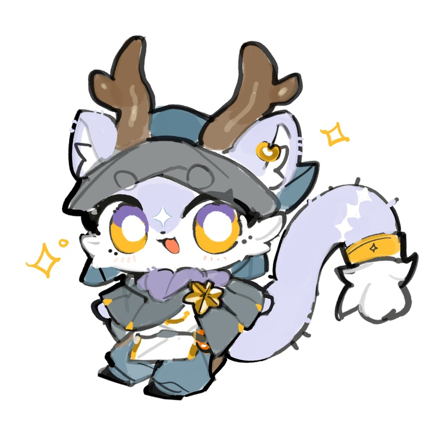 Nyabi — chibi with antlers and bell earring