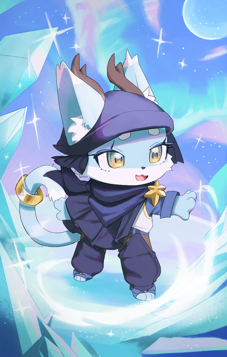 Nyabi — chibi in dark mage robe with crystal staff